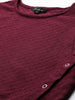 Freehand Maroon Women's Regular Fit Textured Asymmetric Top