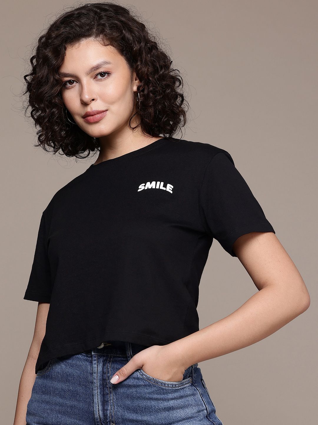 Freehand Women Relaxed Fit Solid T-Shirt