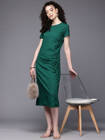 Freehand Women Relaxed Fit Textured Ruched Dress