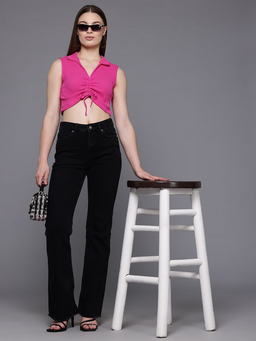 Women's Fitted Textured Crop Top