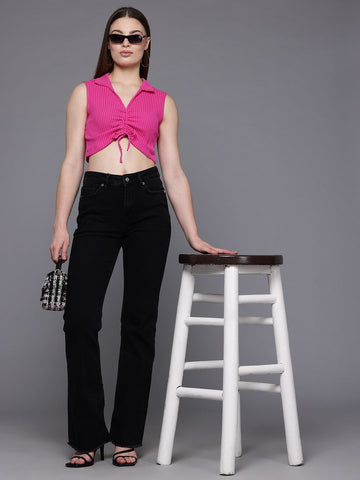 Women's Fitted Textured Crop Top