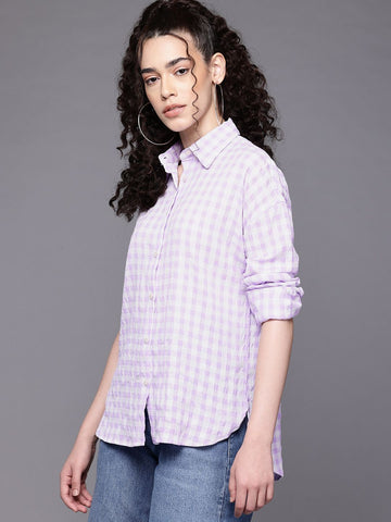 Freehand Women Regular Fit Textured Casual Long Shirt