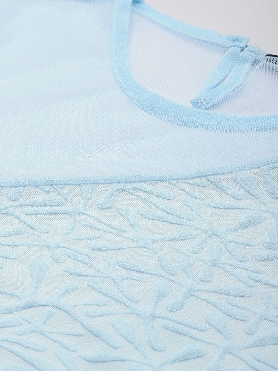 Women's Fitted Textured Mesh Sheer Top