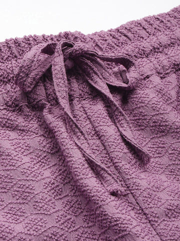 Women's Purple Regular Fit Casual Trousers