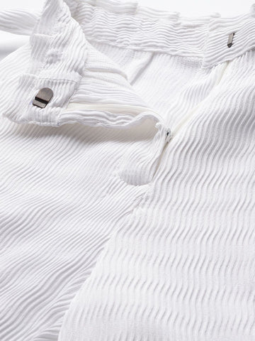 Women's White Regular Fit Casual Trousers