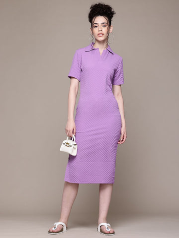 Freehand Women Fitted Textured Bodycon Dress