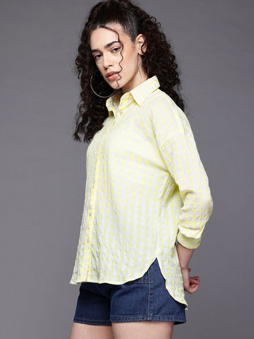 Freehand Women Regular Fit Textured Casual Long Shirt
