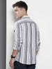 Men's Grey Slim Fit Striped Casual Shirt