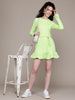 Freehand Green Regular Fit Textured Mini Dress