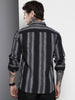 Men's Black Slim Fit Striped Casual Shirt