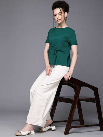 Women's Relaxed Fit Textured Ruched Top