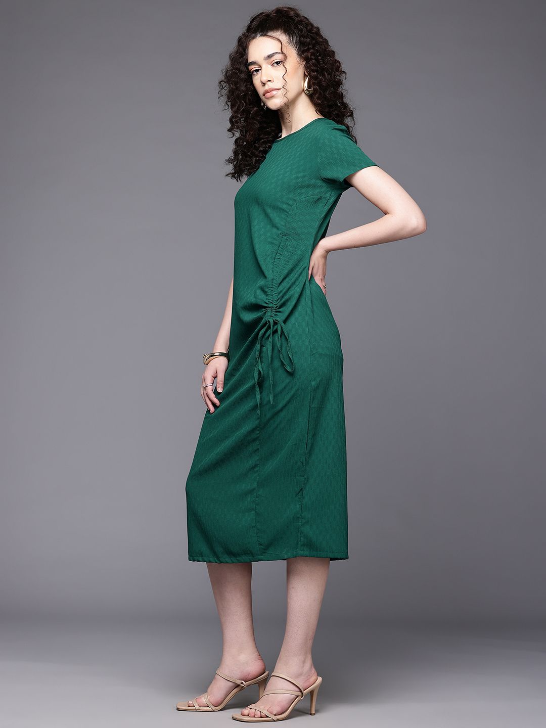 Freehand Women Relaxed Fit Textured Ruched Dress