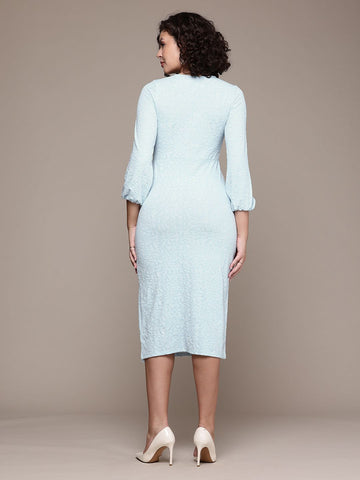 Freehand Women Fit and Flare Textured Midi Dress