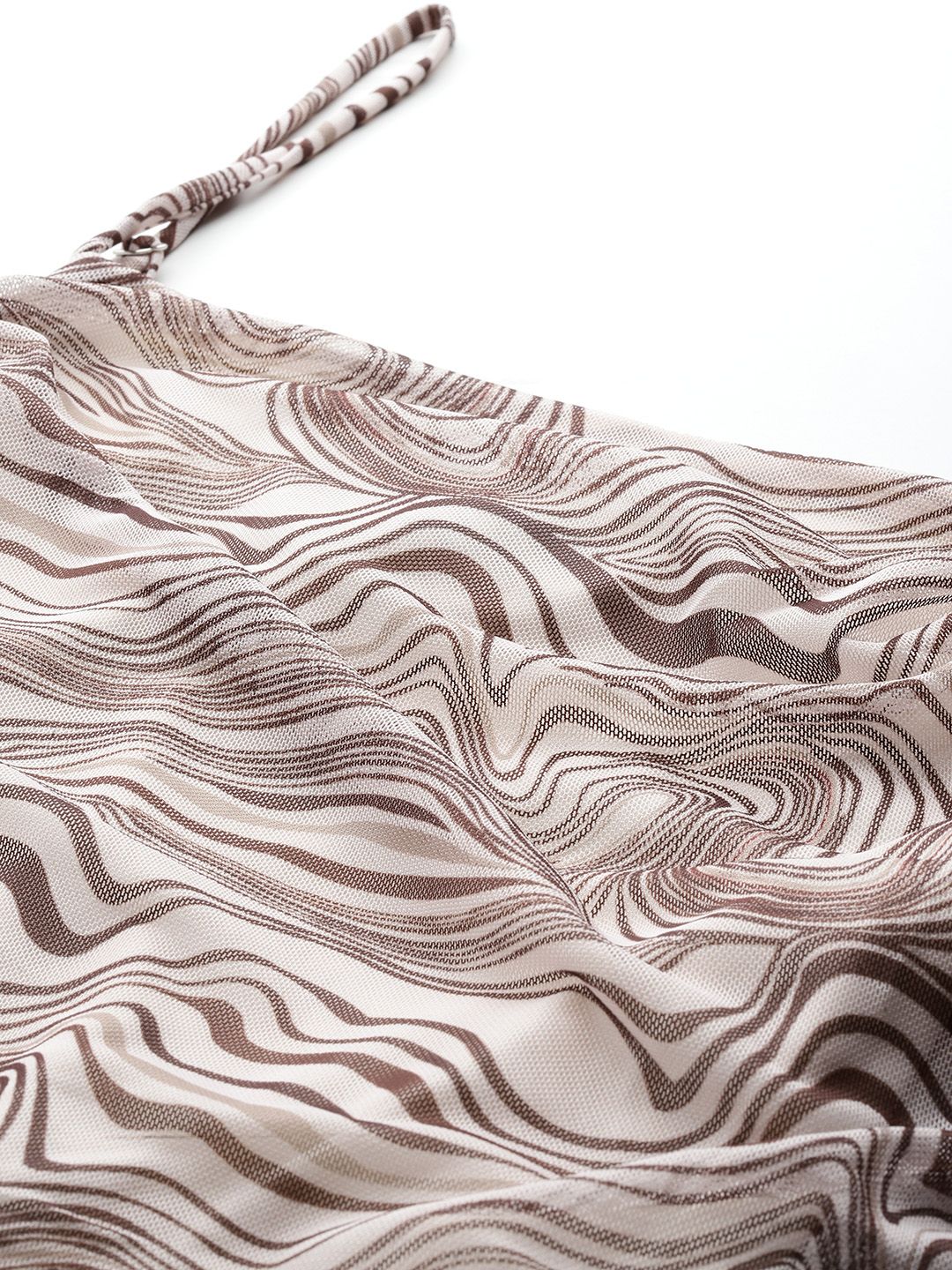 Freehand Beige Fitted Two Tone Mesh Slip Dress