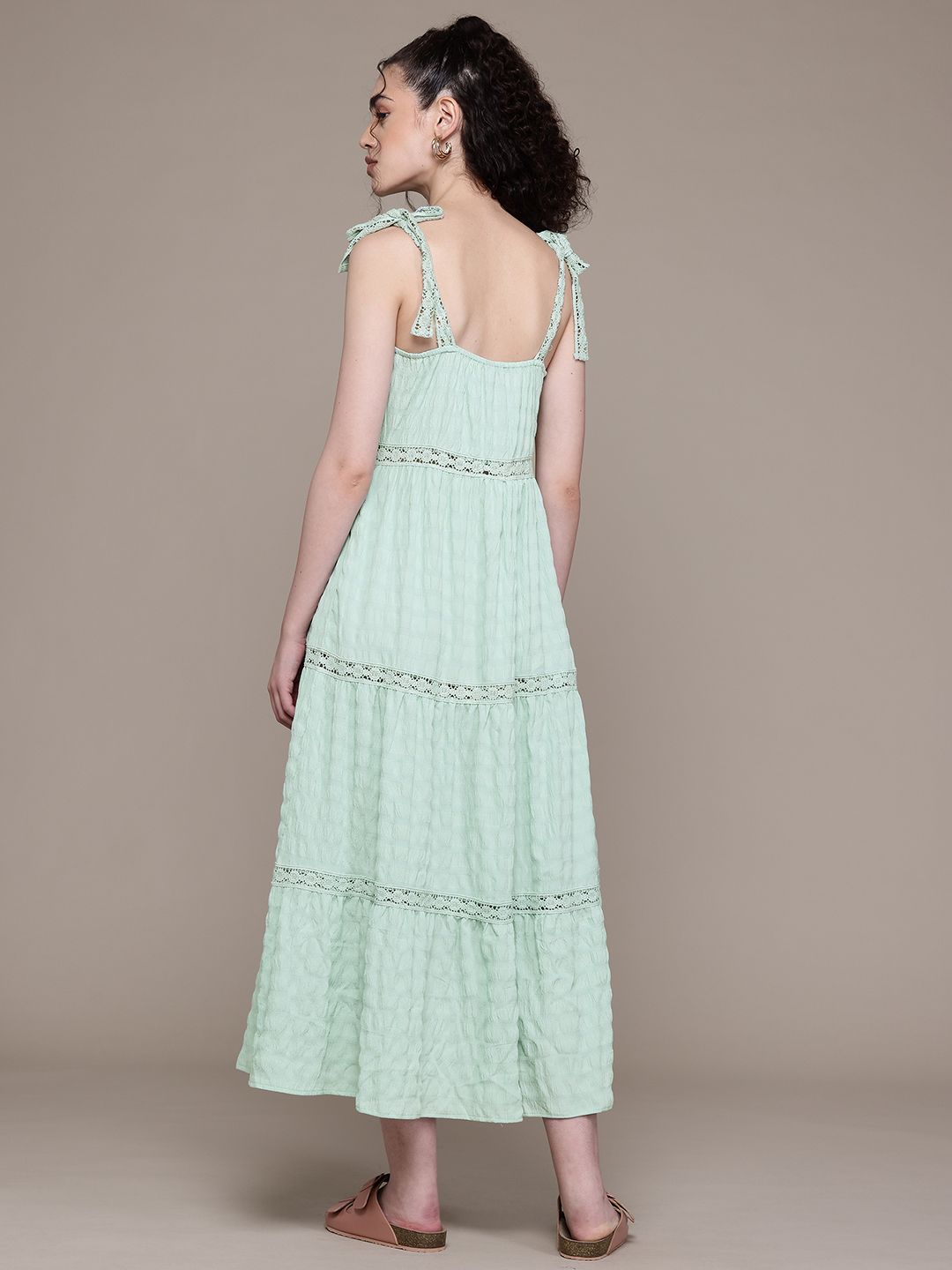 Freehand Women Fit and Flare Textured Maxi Dress