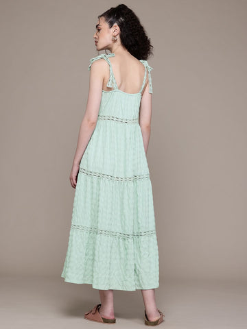 Freehand Women Fit and Flare Textured Maxi Dress