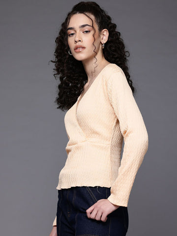 Women's Fitted Textured Peplum Top