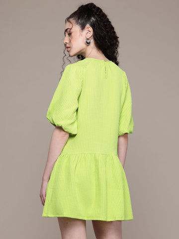 Freehand Women Relaxed Fit Textured Tiered Dress