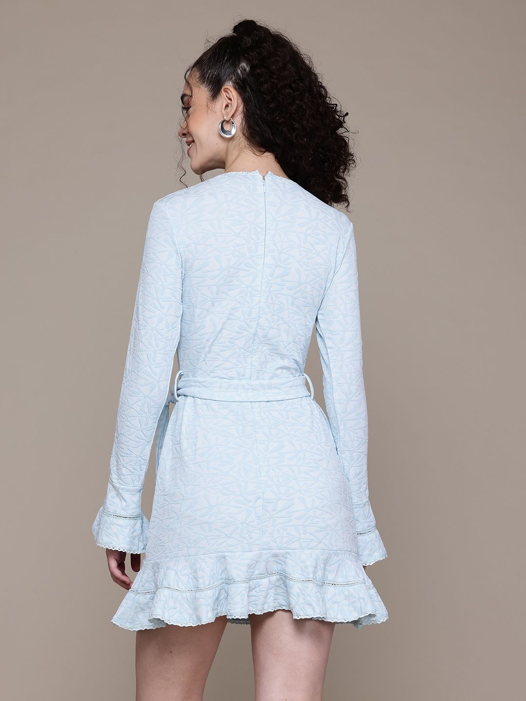 Freehand Women Regular Fit Textured Mini Dress