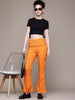 Women's Orange Flare Fit Casual Trousers