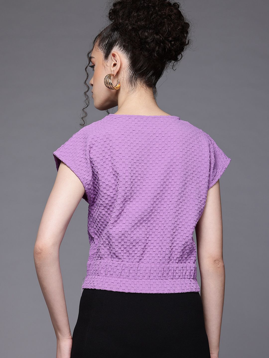 Women's Regular Fit Textured Cinched Waist Top