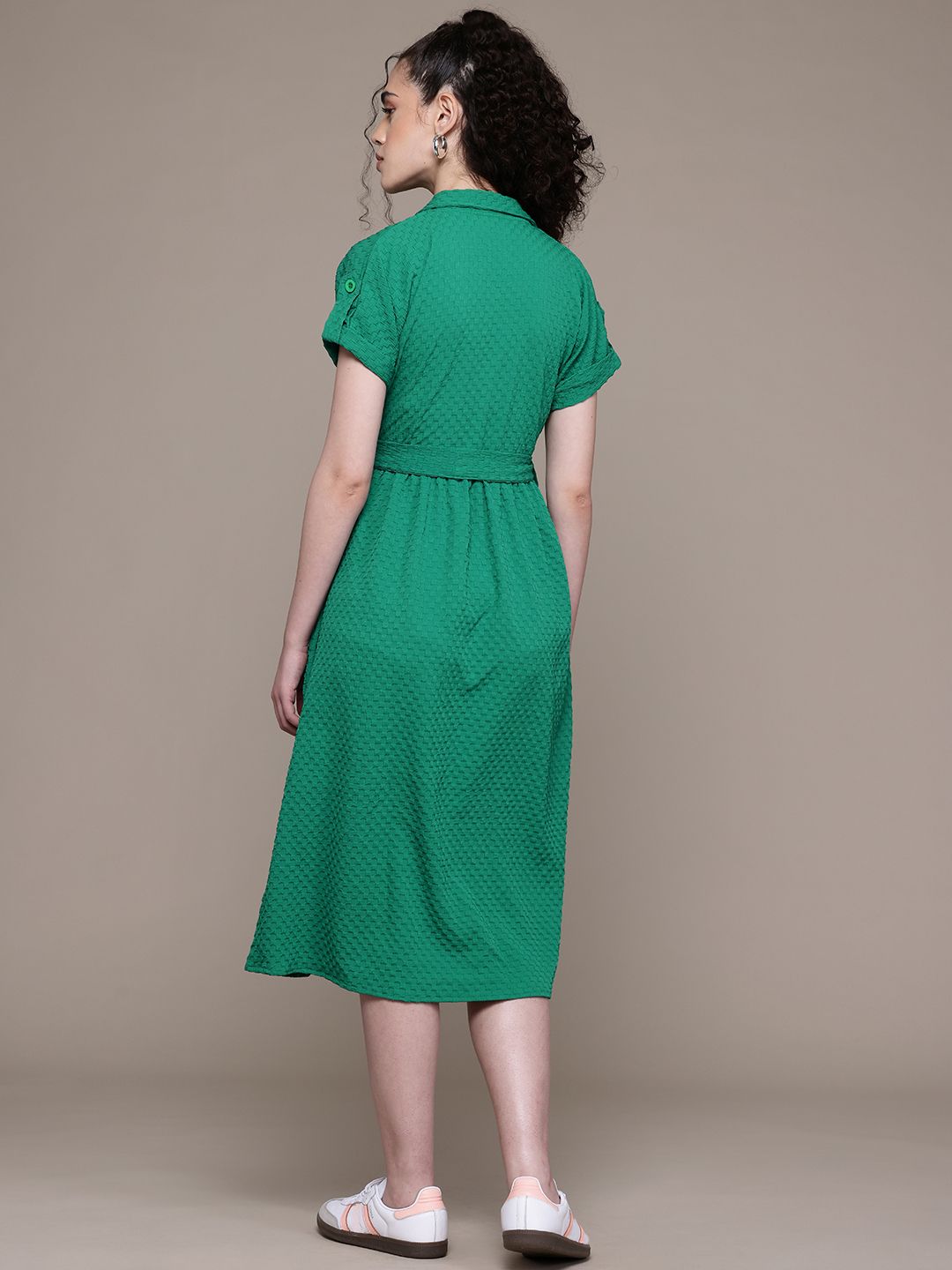 Freehand Women Relaxed Fit Textured Shirt Dress