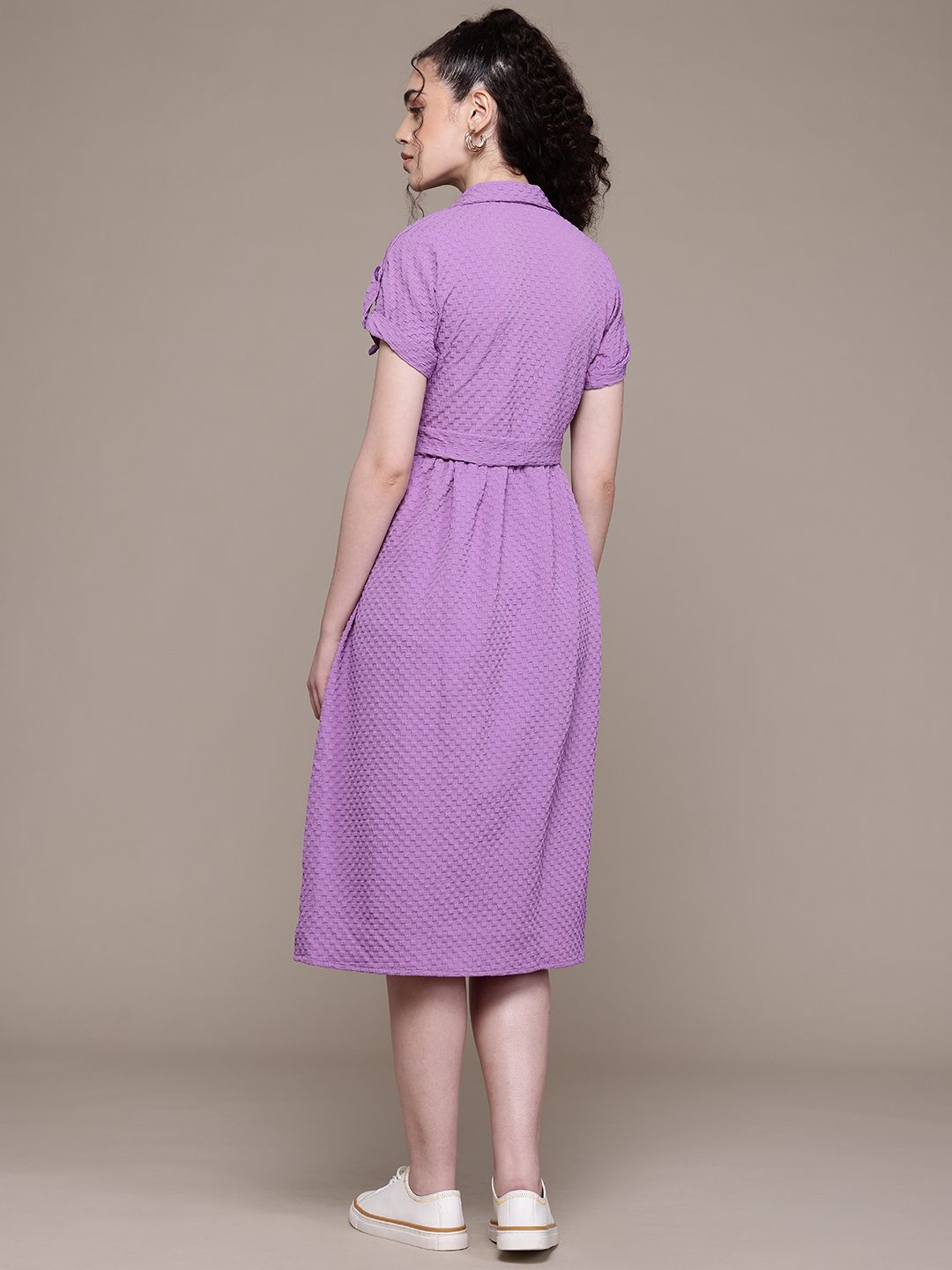 Freehand Women Relaxed Fit Textured Shirt Dress