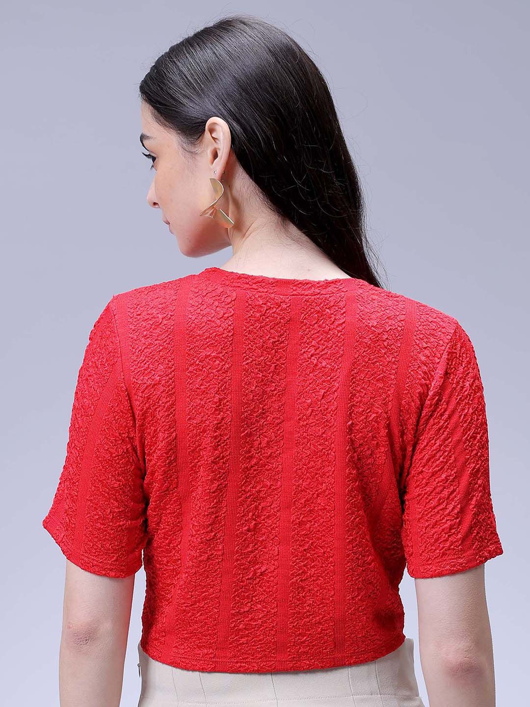 Women's Red Regular Fit Casual Top