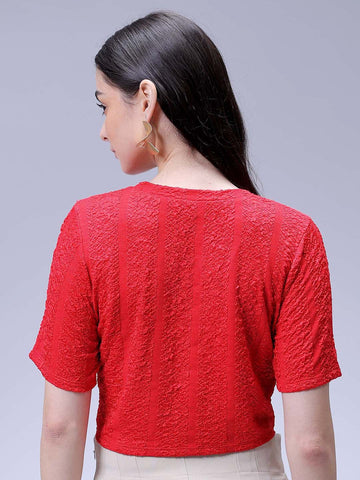 Women's Red Regular Fit Casual Top