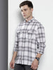 Men's White Slim Fit Checked Casual Shirt