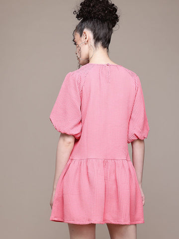 Freehand Women Relaxed Fit Textured Tiered Dress