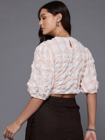 Freehand Peach Women's Fitted Textured Regular Top