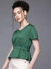 Women's Fit and Flare Textured Cinched Waist Top