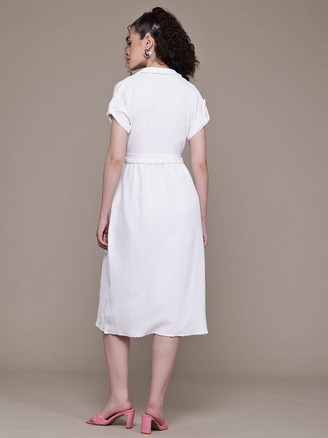 Freehand Women Relaxed Fit Textured Shirt Dress