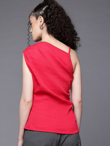 Women's Fitted Textured One Shoulder Top