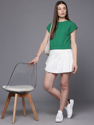 Women's Regular Fit Textured Cinched Waist Top