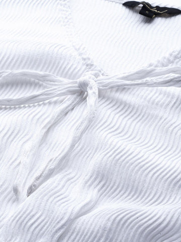 Women's Regular Fit Textured Cinched Waist Top