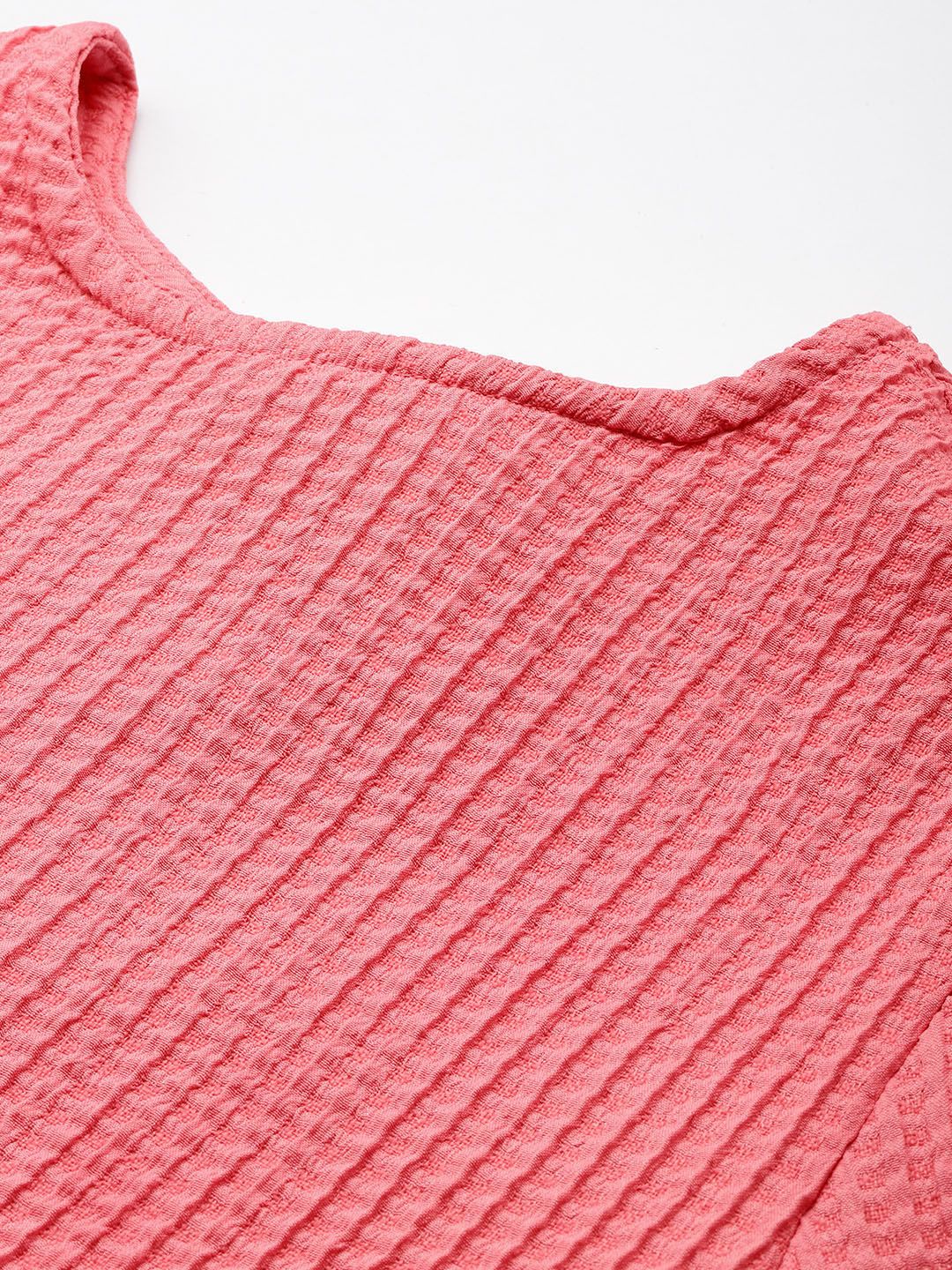 Women's Regular Fit Textured Designer Back Tie Up Top