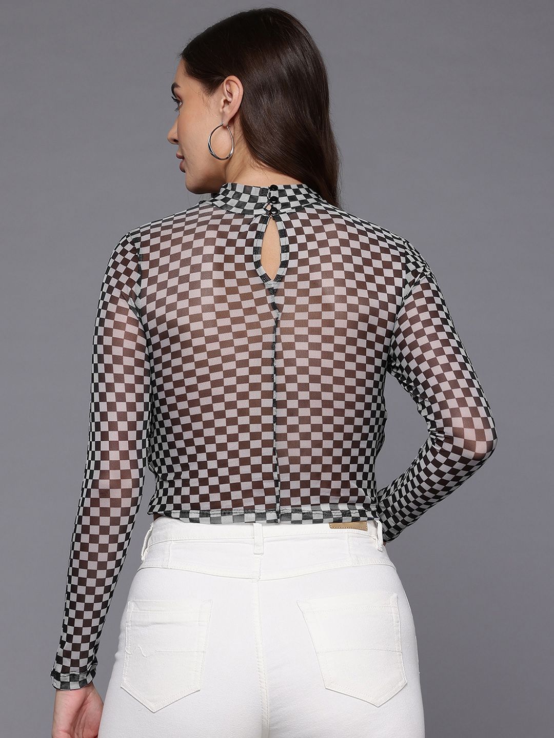 Women's Fitted Checked Party Regular Top