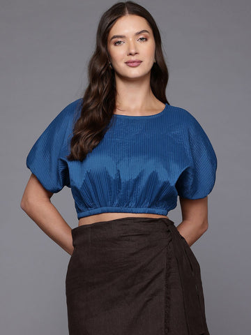 Women's Loose Fit Textured Crop Top