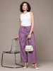 Women's Purple Regular Fit Casual Trousers