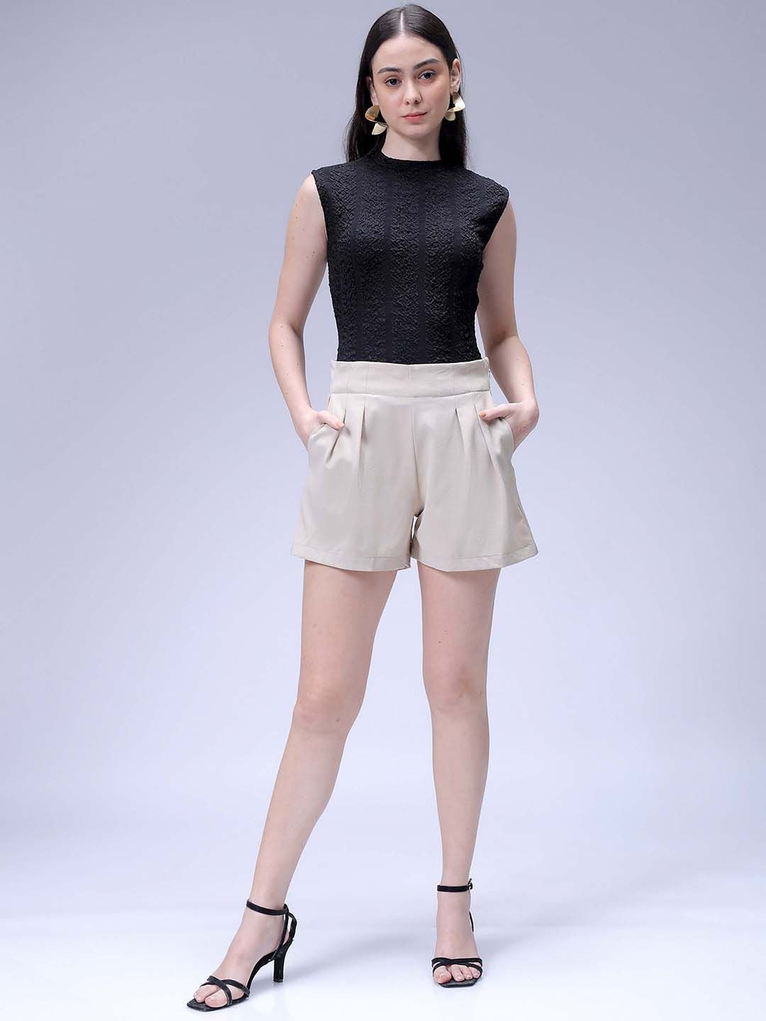 Women's Black Regular Fit Casual Top