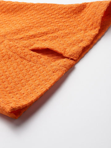 Women's Orange Flare Fit Casual Trousers