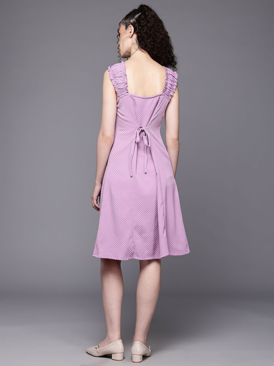 Freehand Women Flare Textured Button Down Dress