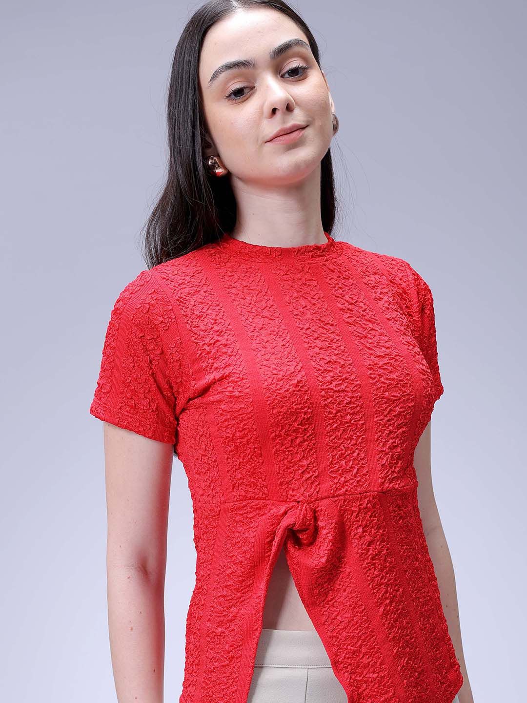 Women's Red Regular Fit Casual Top