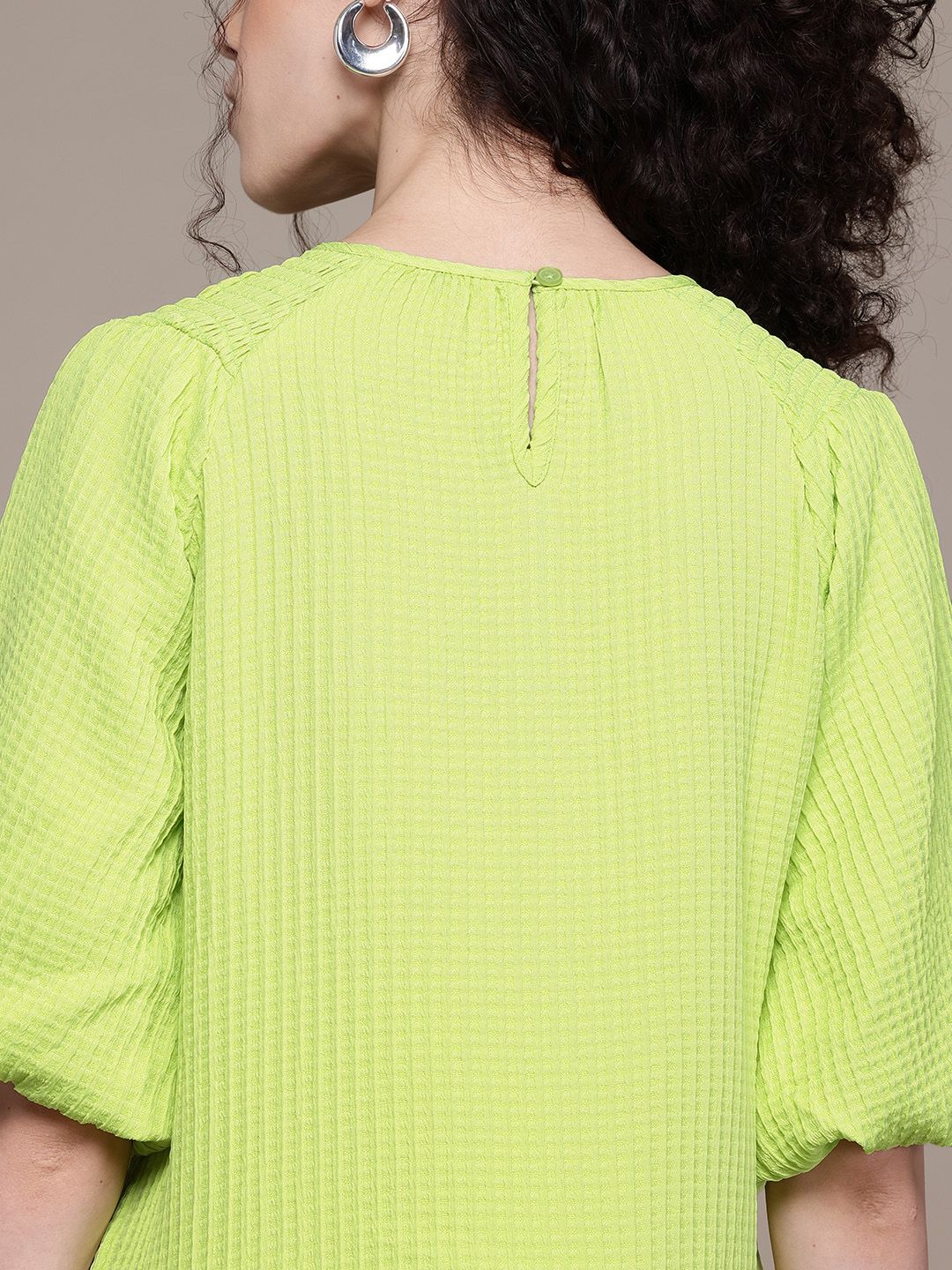 Freehand Women Relaxed Fit Textured Tiered Dress