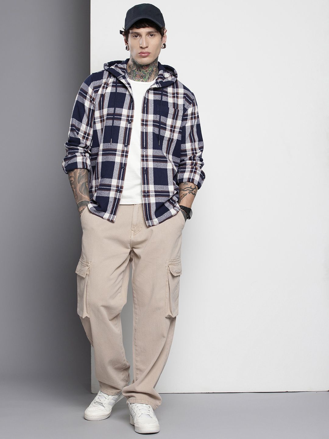 Men's Blue Regular Fit Checked Casual Shirt