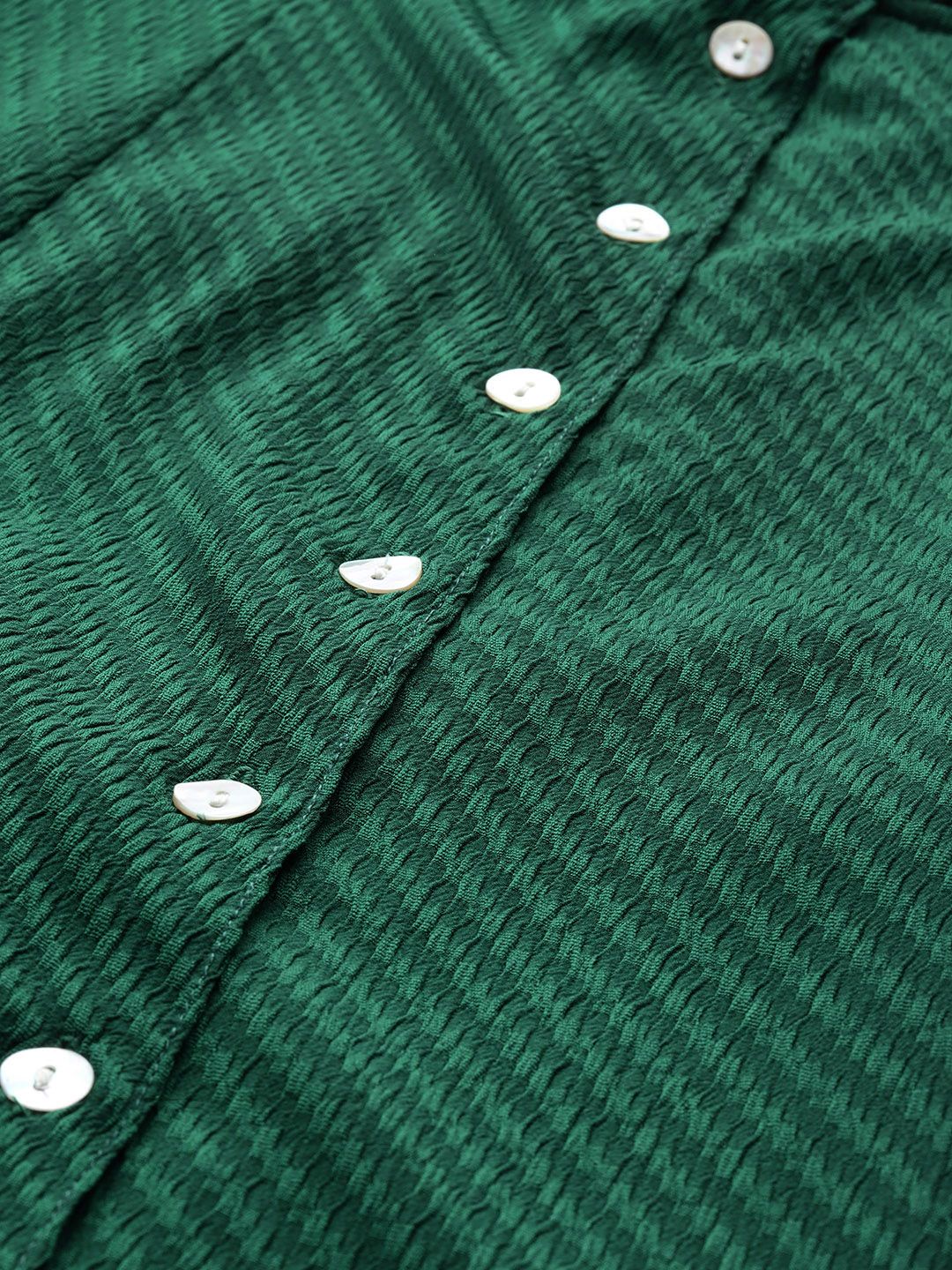 Freehand Women Flare Textured Button Down Dress