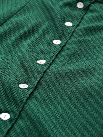 Freehand Women Flare Textured Button Down Dress