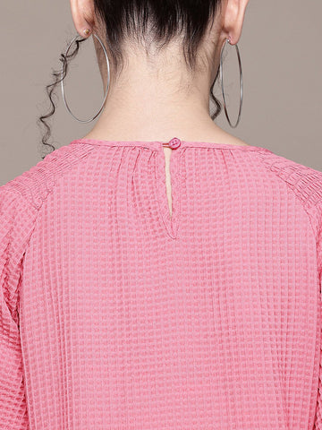 Freehand Women Relaxed Fit Textured Tiered Dress